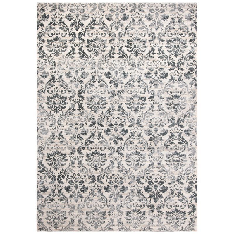 Isabella Gray and Ivory Hand-Knotted Rectangular Rug