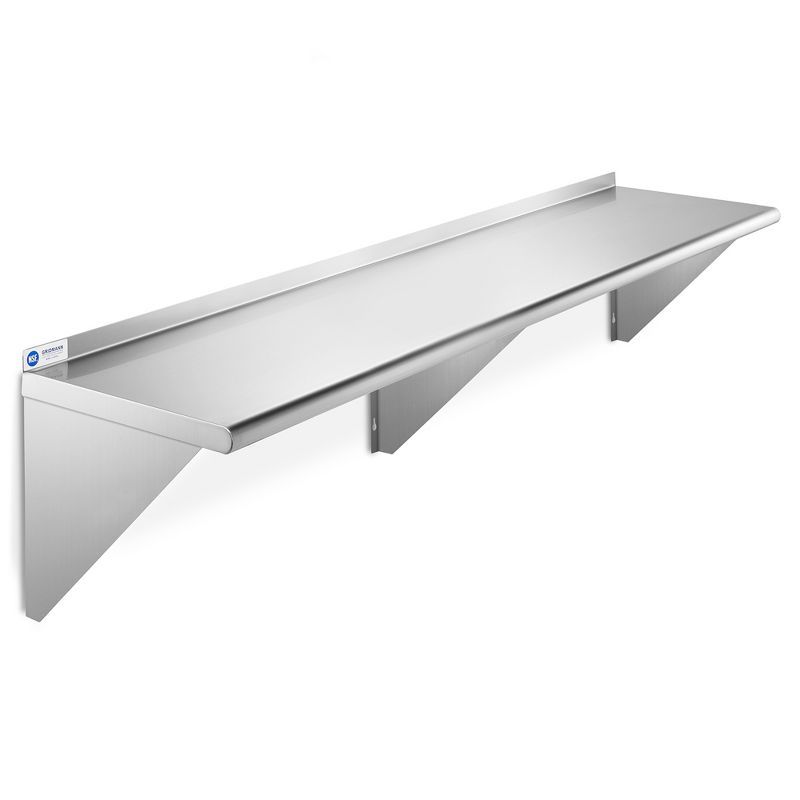 72'' Stainless Steel Wall Mount Shelf with Backsplash