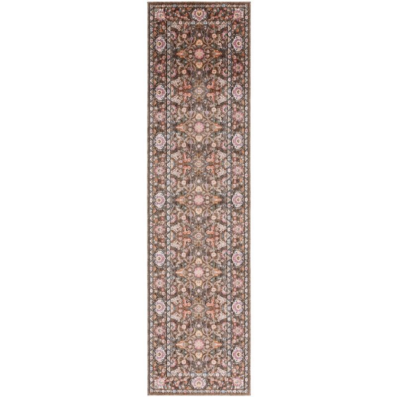 Elegant Crimson Hand-Knotted Brown/Blue Area Rug - 2'2" x 4'