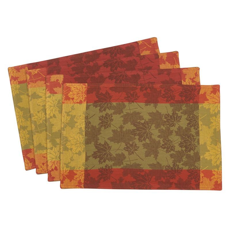 Autumn Leaf Design Jacquard Cotton Placemats - Set of 4