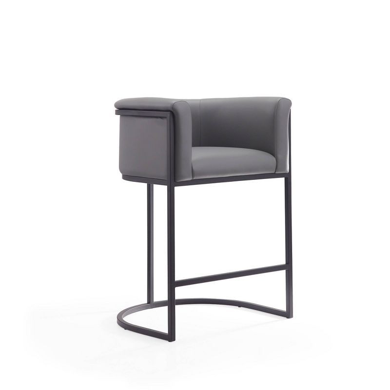 Cosmopolitan 33.8" Grey and Black Metal Counter Height Bar Stool