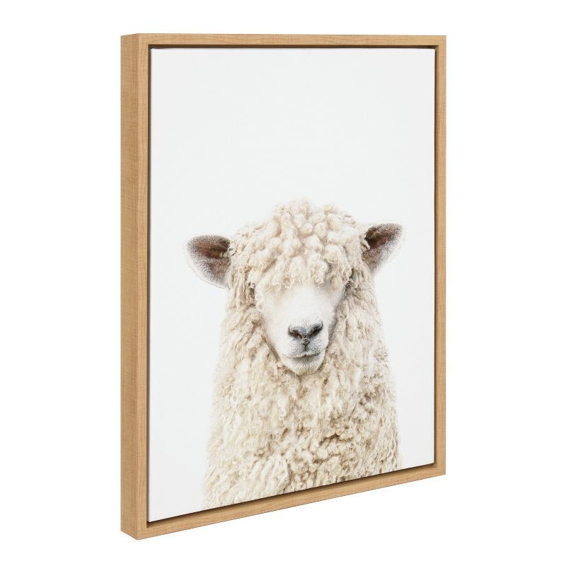 Natural Framed Canvas Sheep Portrait by Amy Peterson, 18x24