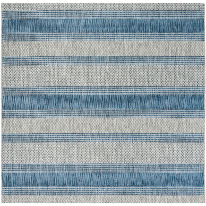 Square Gray Synthetic Easy-Care Outdoor Rug - 59 in