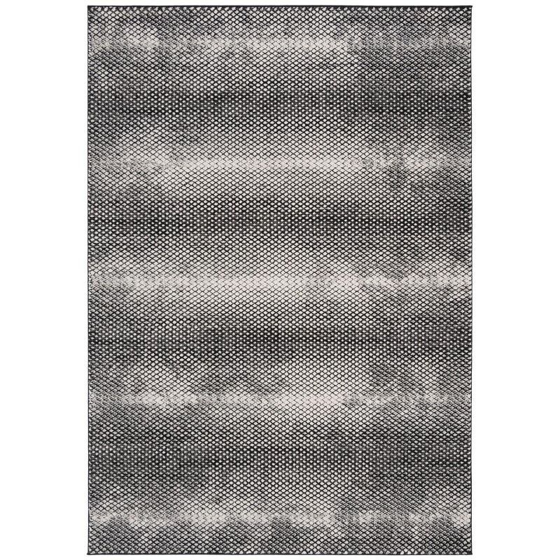 Lurex Abstract Black and Ivory Synthetic 4' x 6' Area Rug