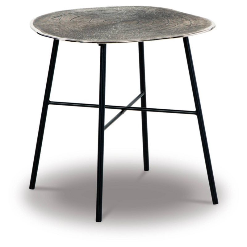 Laverford Black and Chrome Round Metal End Table