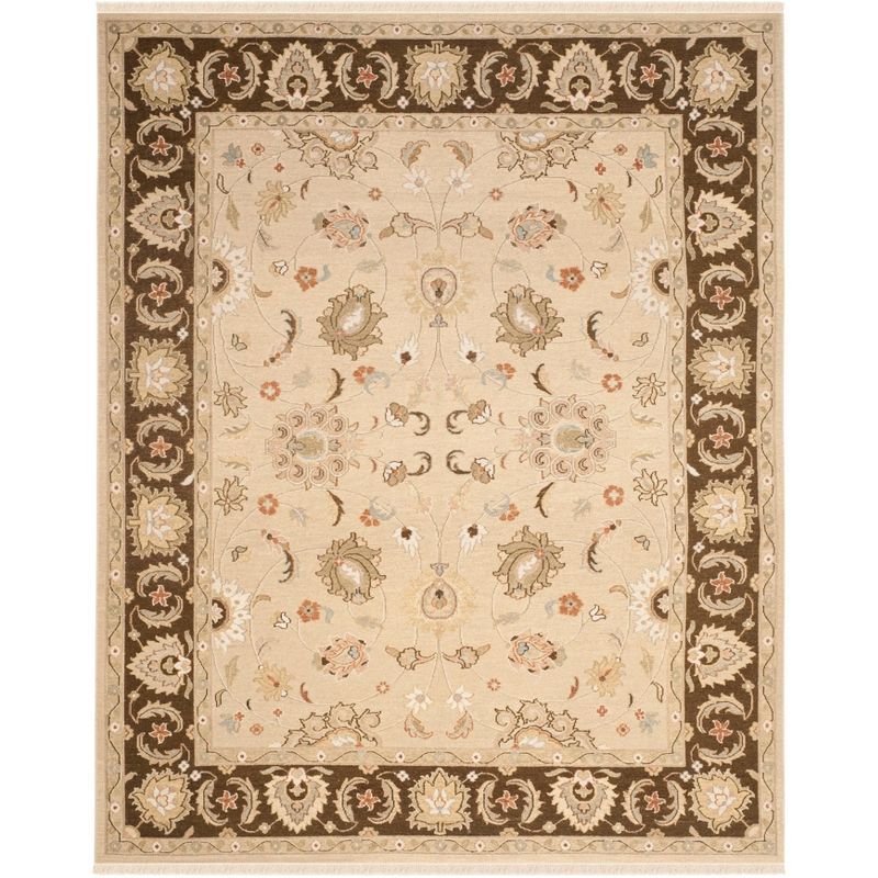 Elegant Ivory Wool 8' x 10' Flat Woven Reversible Area Rug