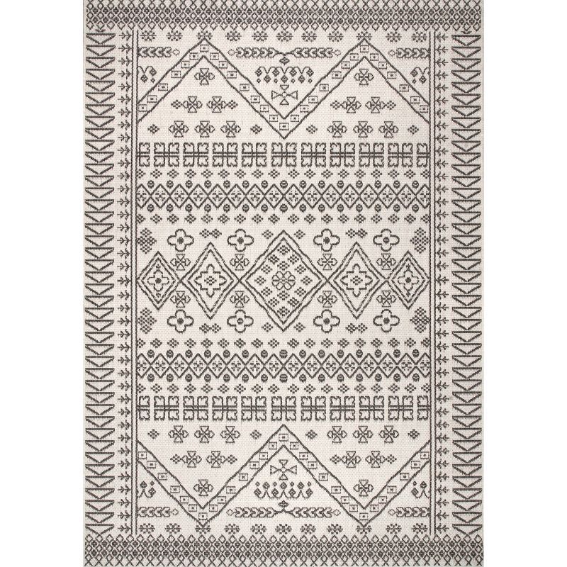 Reversible Ivory Synthetic 76'' Rectangular Easy-Care Area Rug