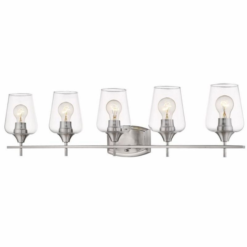 Brushed Nickel 5-Light Vanity with Glass Shades