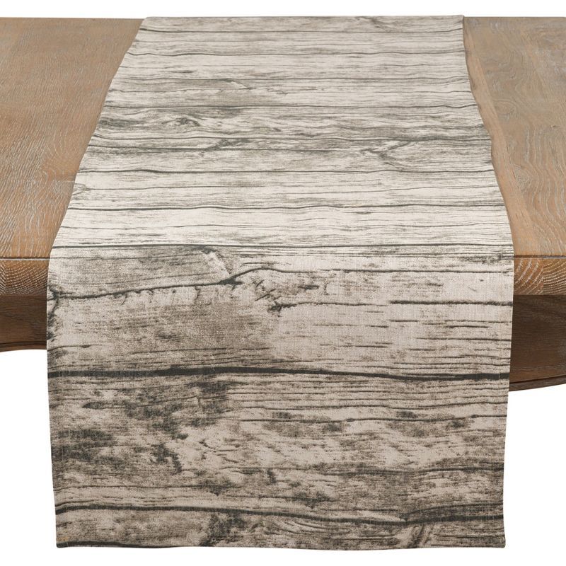 Natural Printed Wood Design Cotton Table Runner