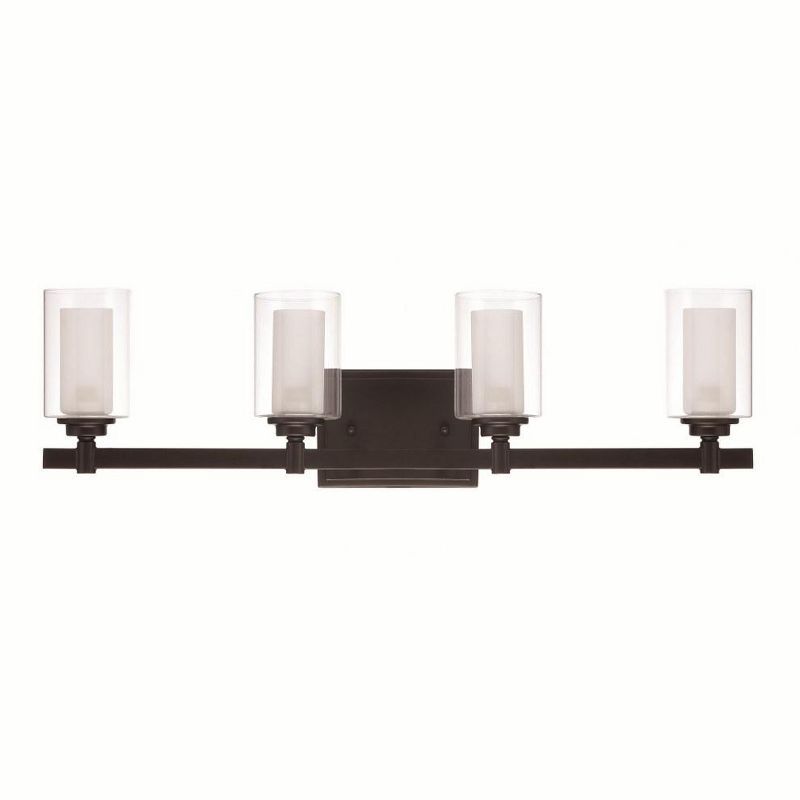 Espresso Modern 26.75" Vanity Light with Clear Glass Shades