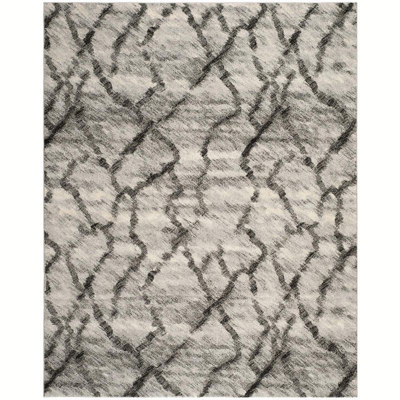 Reversible Light Grey Black Abstract Shag 9' x 12' Rug