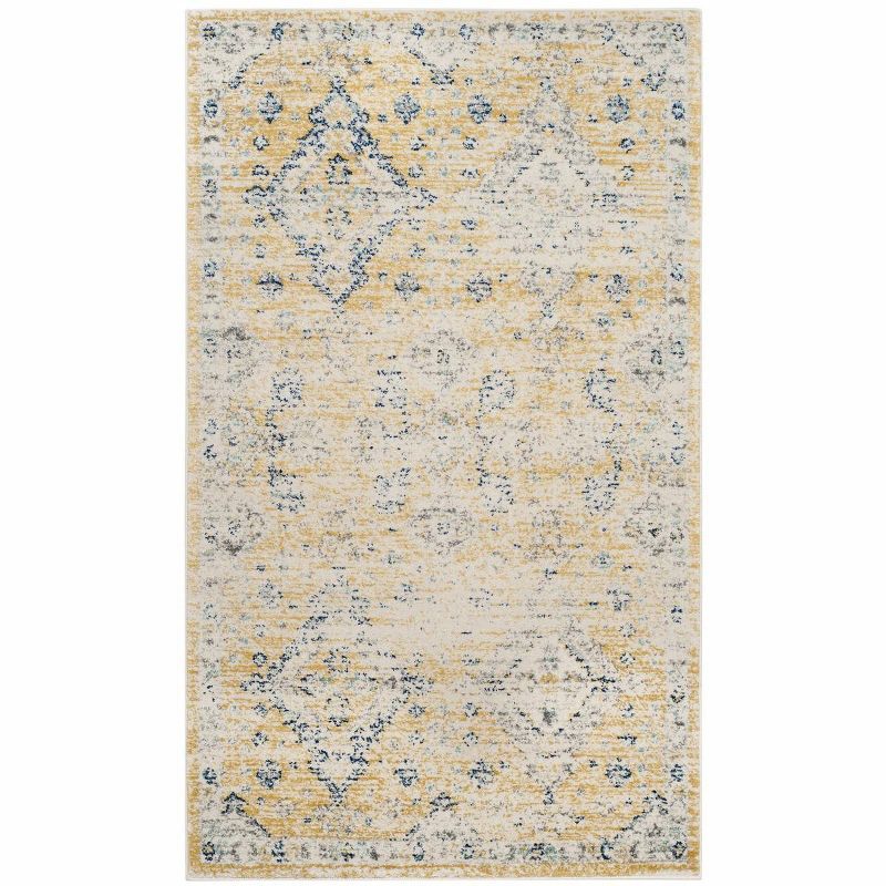 Gold and Ivory High Pile Rectangular Rug