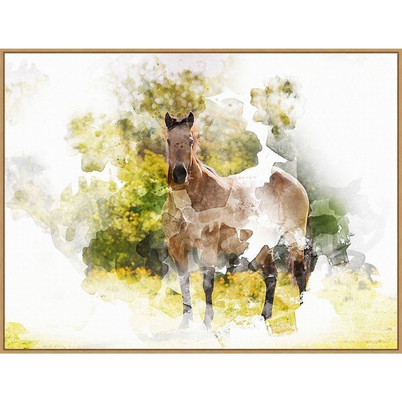 Stallion II Abstract Watercolor Canvas Print with Polystyrene Frame