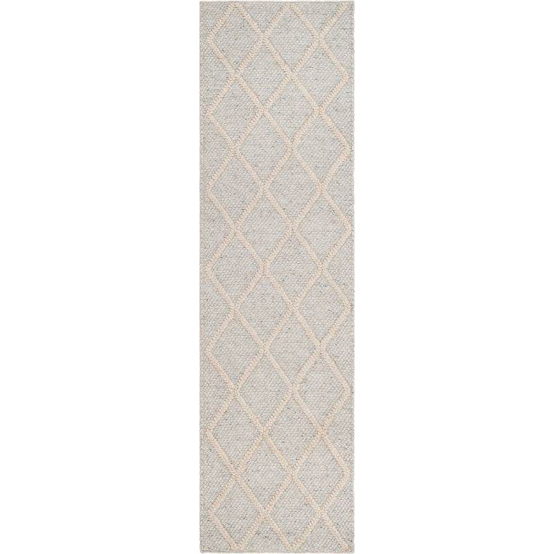 Hand-Tufted Silver and Ivory Wool Runner Rug