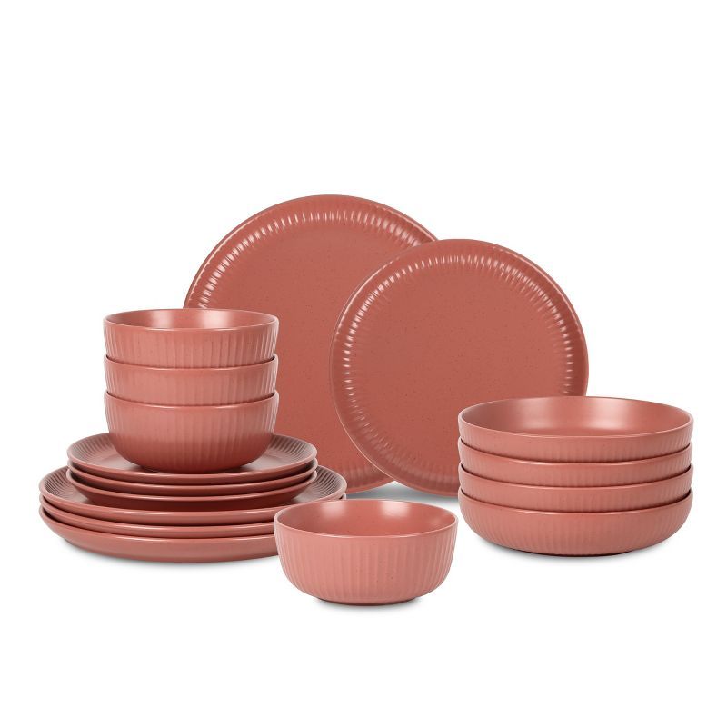 Terracotta Ceramic 16-Piece Dinnerware Set, Service for 4