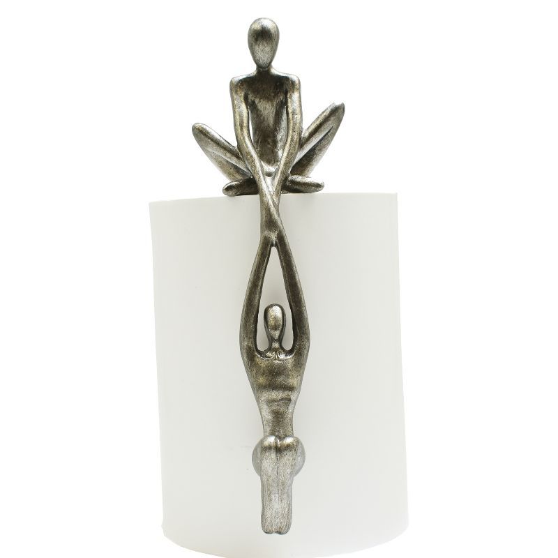 Pewter Resin Man Lifting Woman Sculpture Art