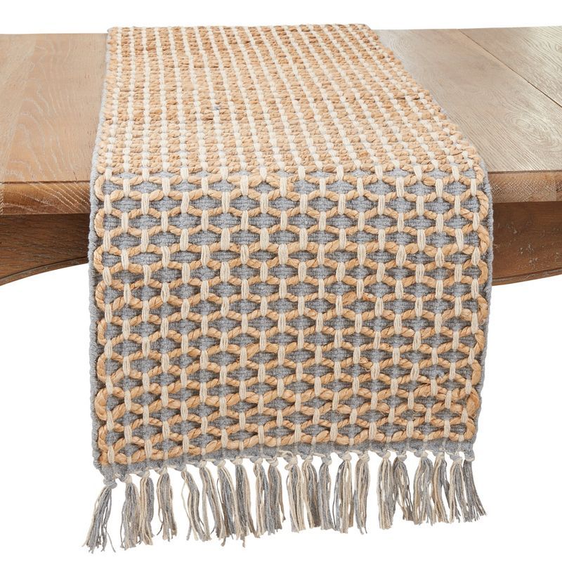 Natural Jute and Gray Woven Rope Table Runner