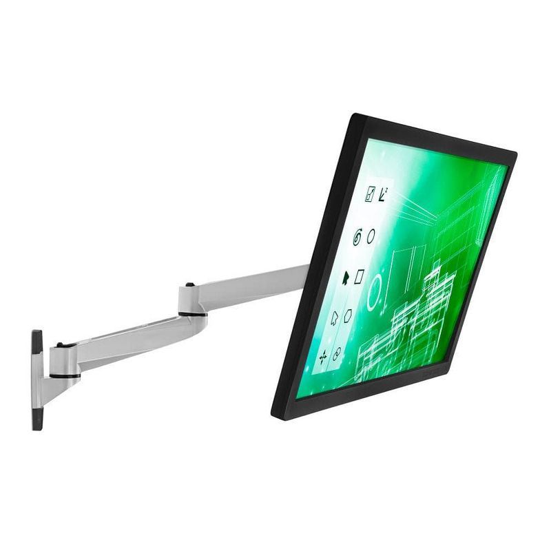 Silver Adjustable Single Monitor Wall Mount for 13-32 Inch Screens