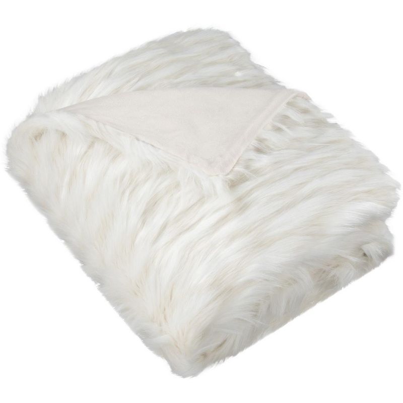 White Faux Fur Machine Washable Throw Blanket