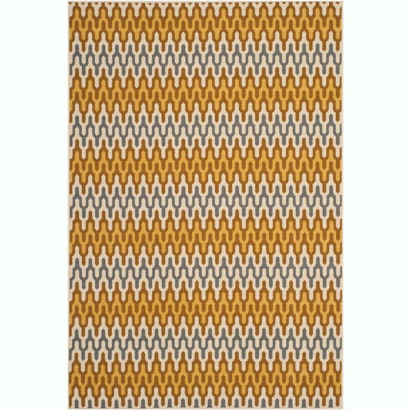 Camel and Brown Geometric Outdoor Area Rug