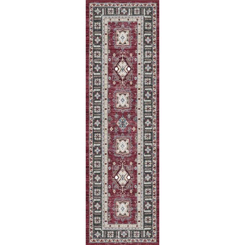 Vintage Red Persian-Inspired 27" Non-Slip Flatweave Runner Rug