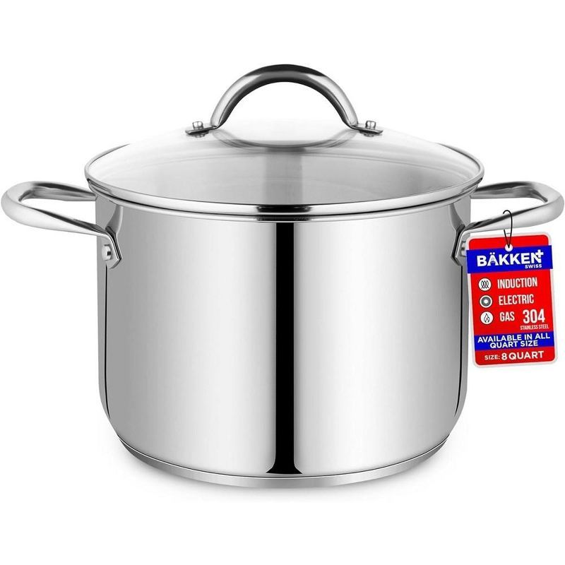 Bakken-Swiss 8-Quart Stainless Steel Stockpot with Glass Lid