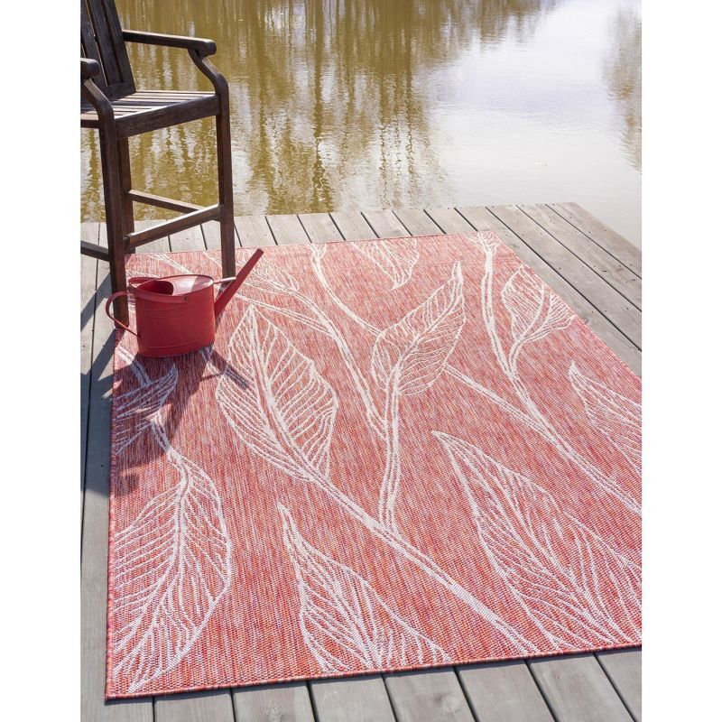 Rustic Red Abstract 9' x 12' Synthetic Outdoor Rug
