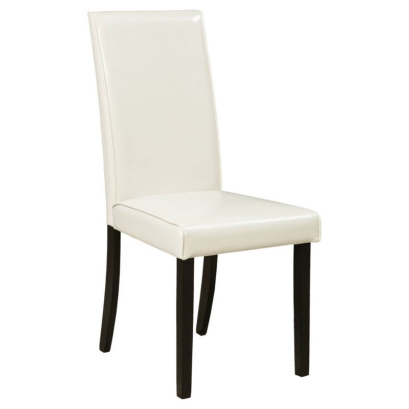 Ivory Faux Leather Upholstered Parsons Side Chair with Wood Legs