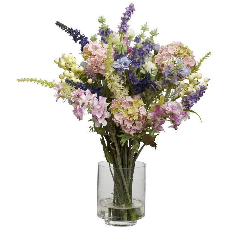 Spring Blossom Hydrangea and Lavender 16" Tabletop Arrangement