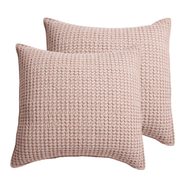 Blush Cotton Waffle Weave Euro Sham Set of 2