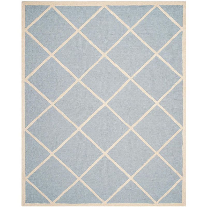 Light Blue and Ivory Hand-Tufted Wool Area Rug