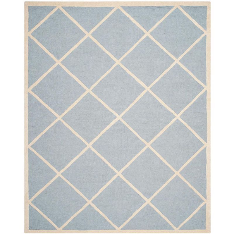 Light Blue and Ivory Hand-Tufted Wool Area Rug