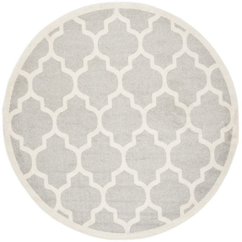 Modern Reversible Geometric Round Rug in Gray, 59 in