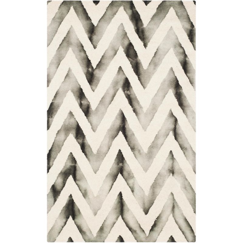 Ivory Charcoal Hand-Tufted Wool Rectangular Area Rug