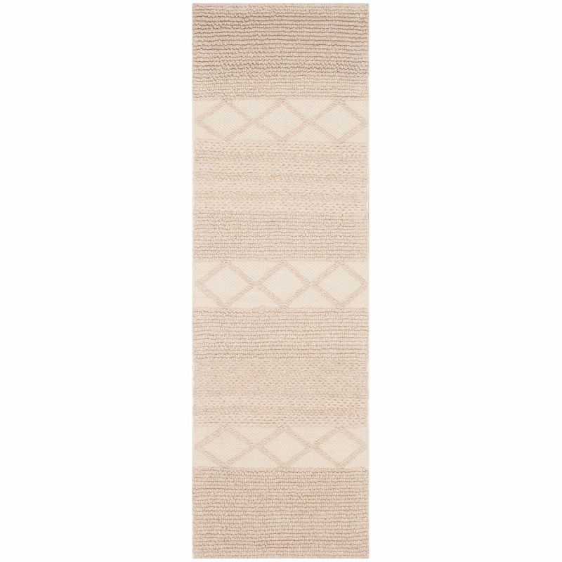 Beige Wool Hand-Tufted Reversible Runner Rug