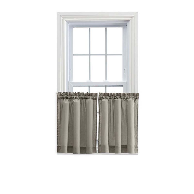 Gray Cotton Polyester Rod Pocket Window Tier Pair