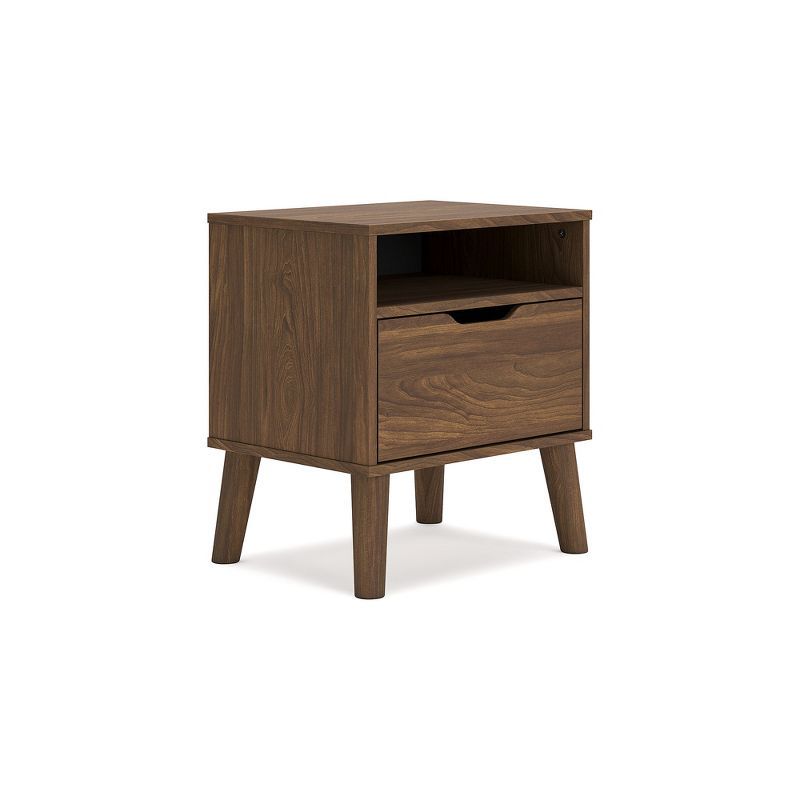 Auburn Brown 1-Drawer Mid-Century Modern Nightstand