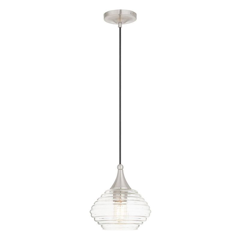 Sleek Brushed Nickel Mini Pendant with Clear Globe Shade