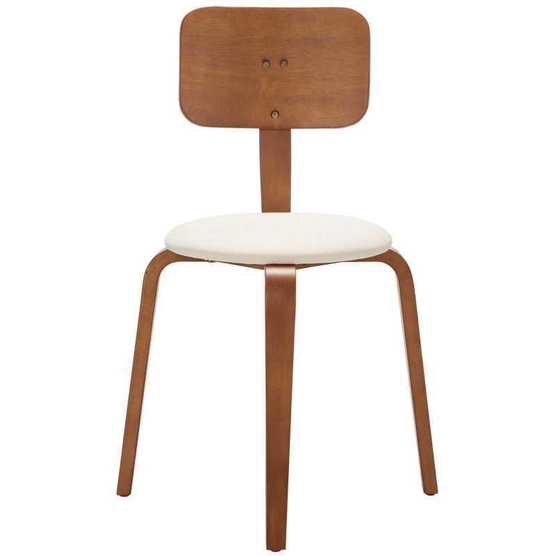 Jo Walnut and Cream Upholstered Leather Side Chair