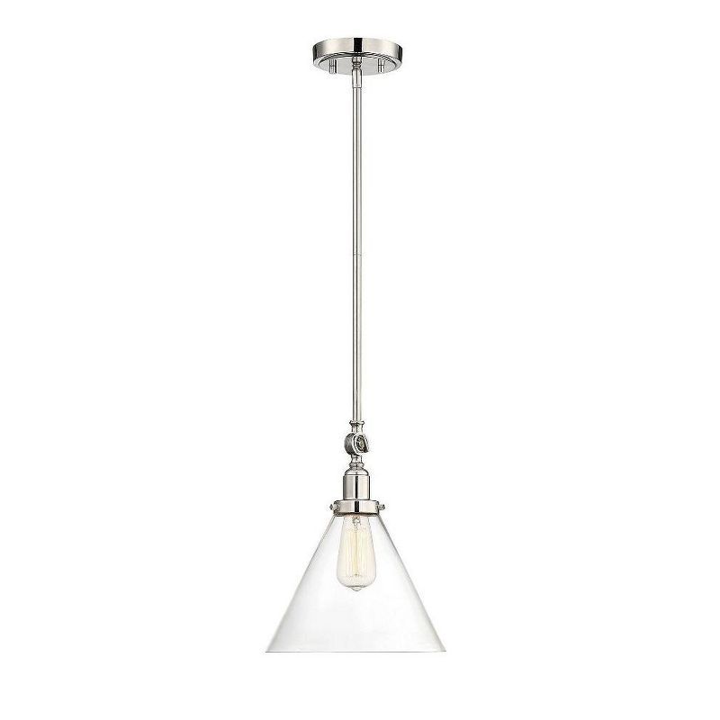 Polished Nickel Adjustable Glass Pendant Light