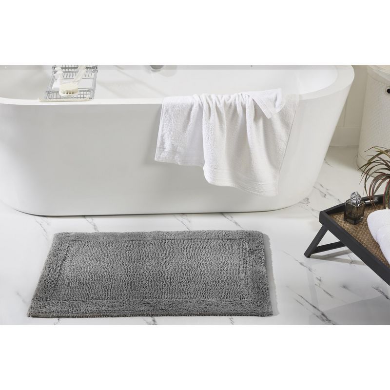 Gray 21" x 34" Cotton Tufted Reversible Bath Rug