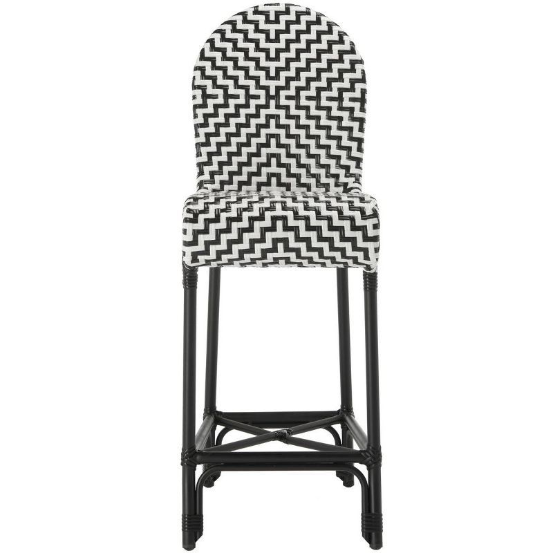 Tilden Black and White Rattan Indoor/Outdoor Bar Stool