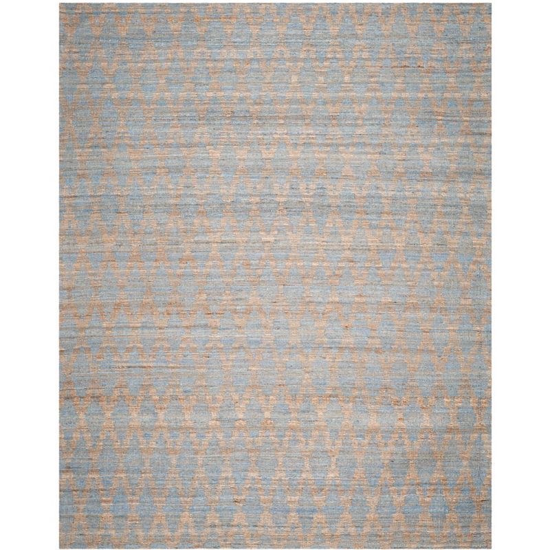 Coastal Charm Light Blue & Gold Handwoven Cotton Area Rug - 8' x 10'