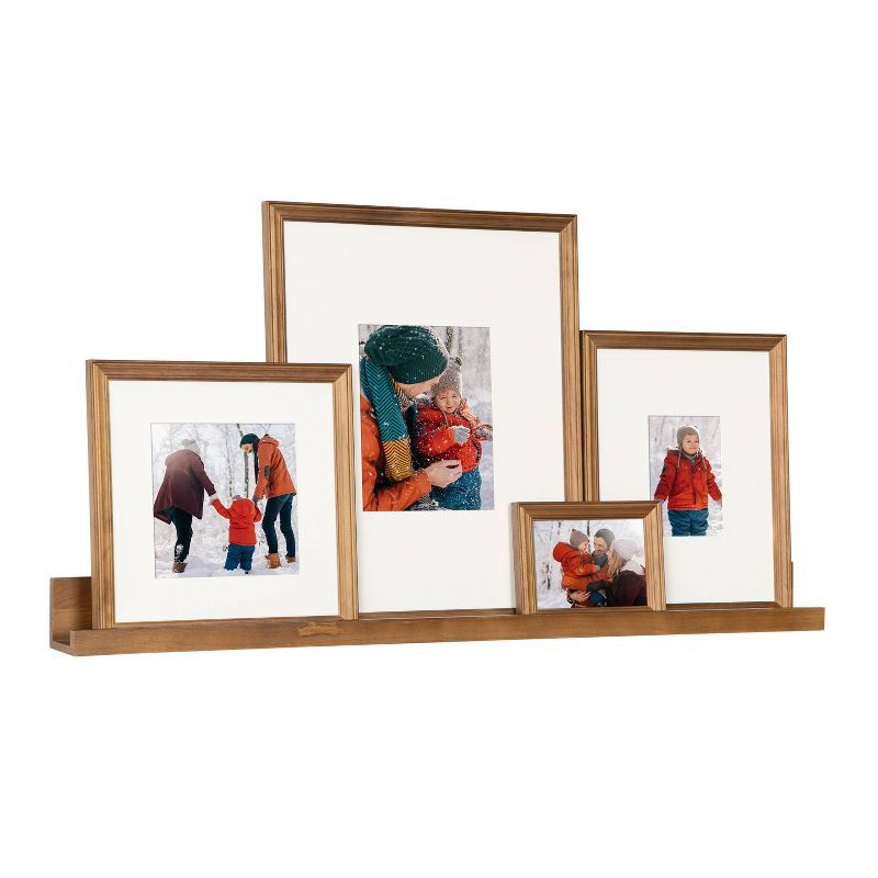 Bordeaux Natural Pine Wood Wall Shelf & Frame Set, 45"