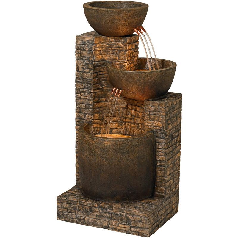 Mason Rustic Faux Stone LED Floor Fountain