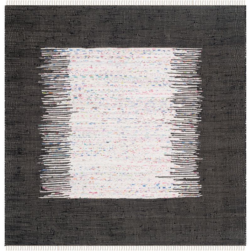 Montauk Ivory and Black Handwoven Cotton Area Rug