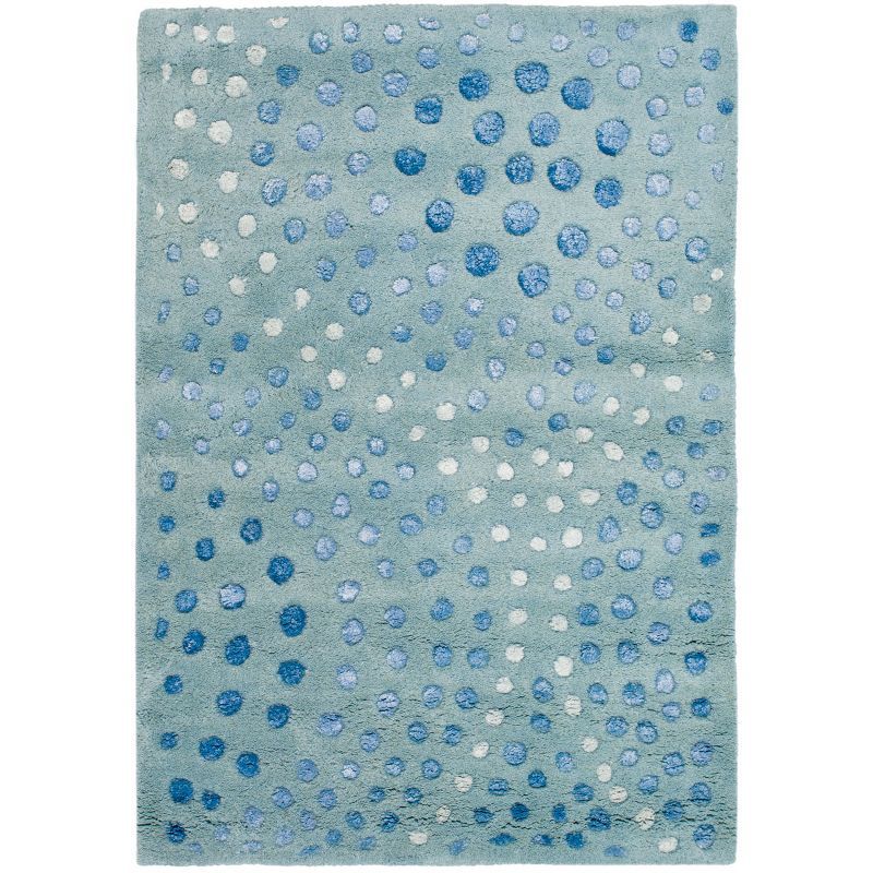 Light Blue Wool and Viscose Tufted Area Rug, 2'6" x 4'