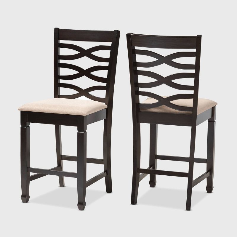 Lanier Espresso Brown and Sand Counter Height Pub Chair Set of 2