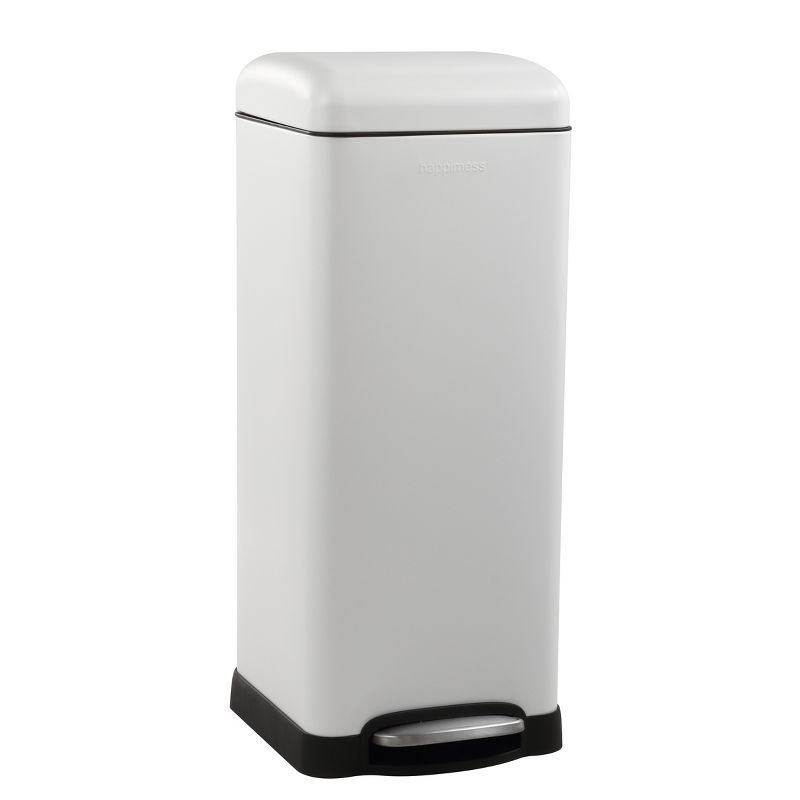 White Stainless Steel 8-Gallon Step-Open Trash Can