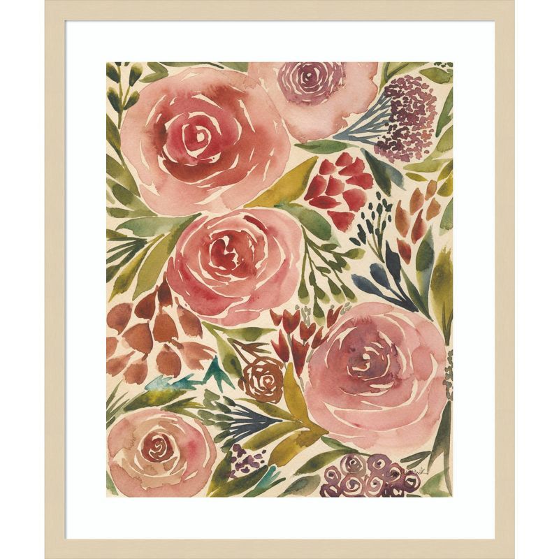 Blush Pink and Green Botanical Framed Wall Art, 21" x 25"